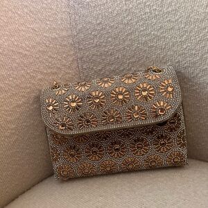NWOT Elegant Gold and Silver Embellished Women's Bag